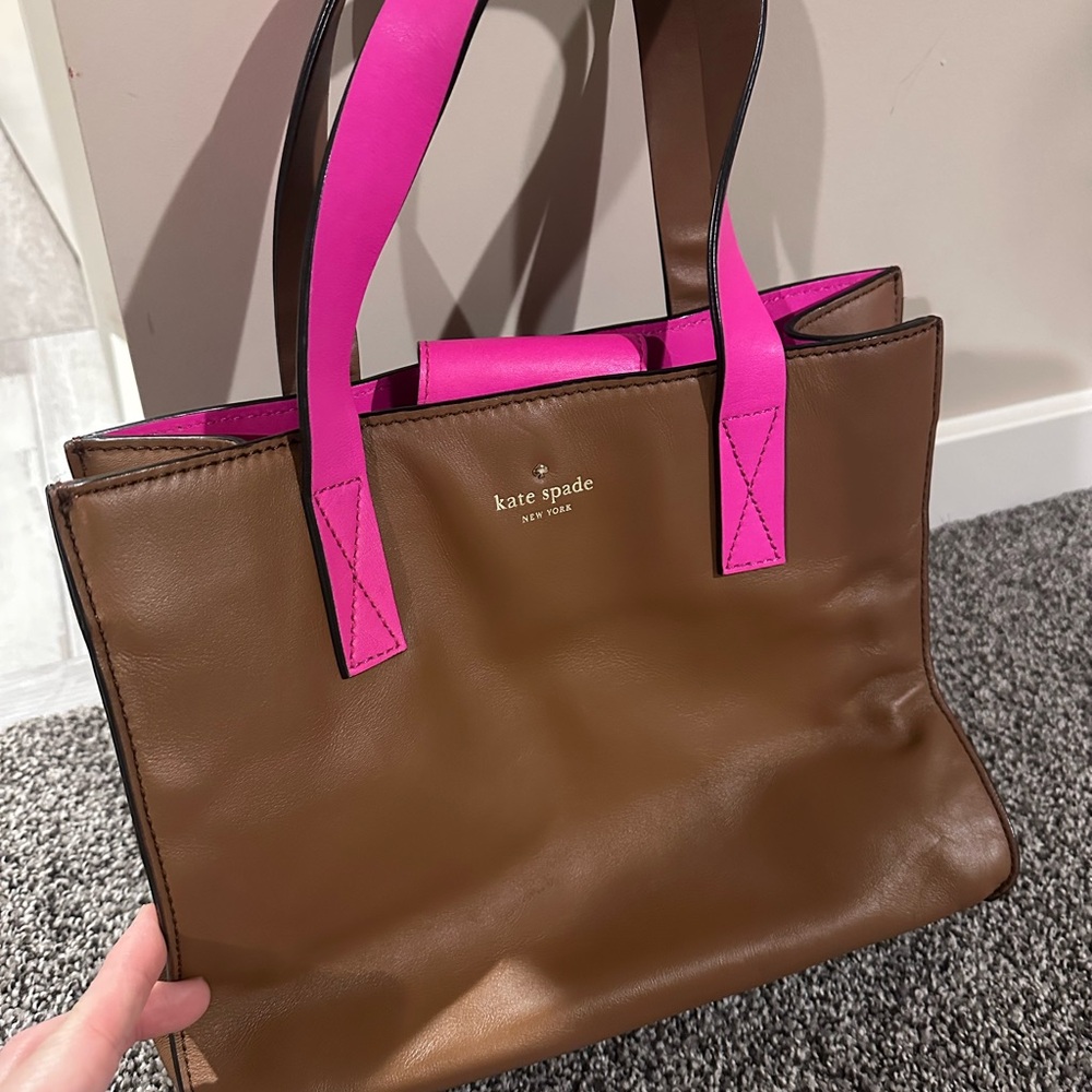 Kate Spade Tan and Pink Tote Bag